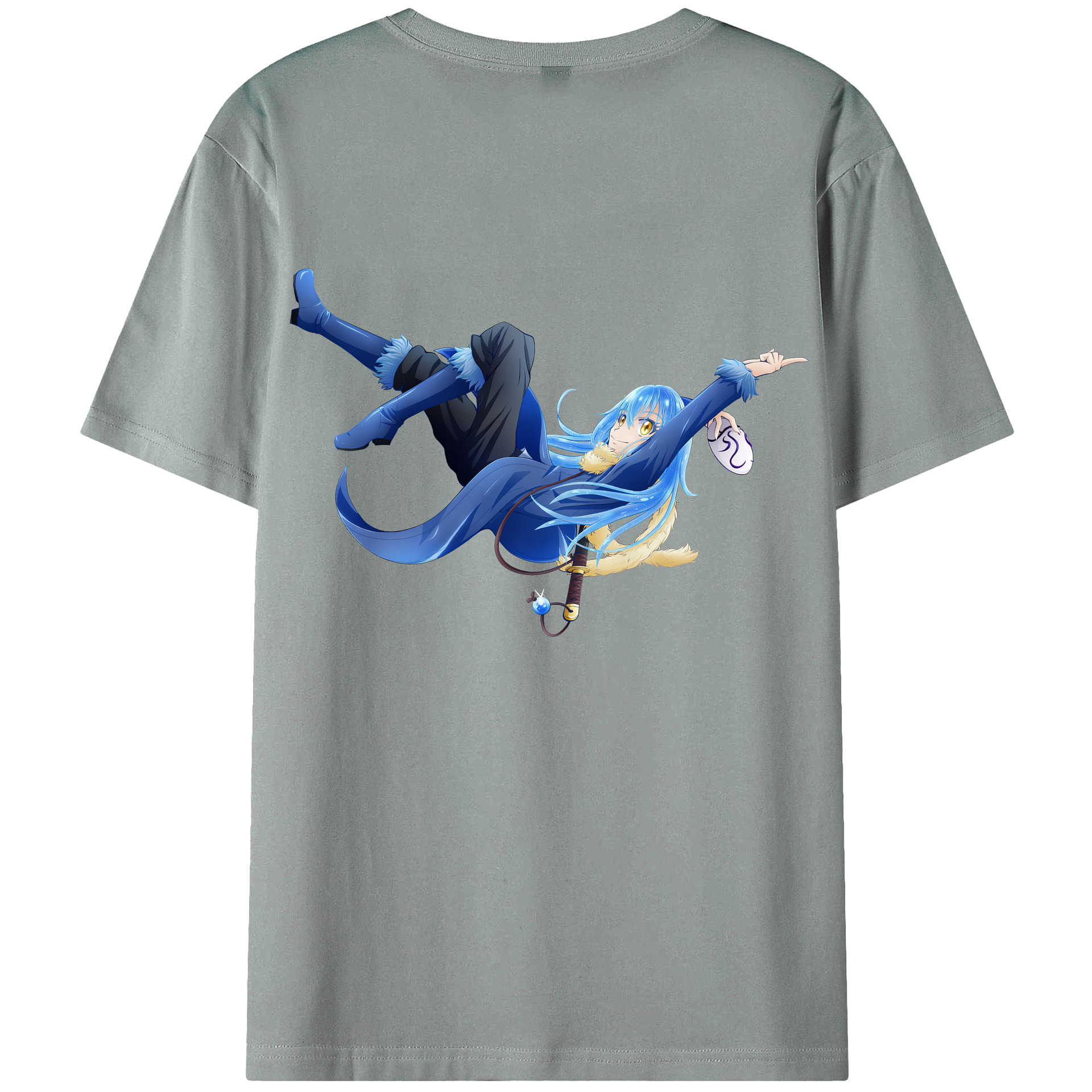 （画像用） 転スラ Regarding Reincarnated to Slime 綿100％ メンズ半袖Tシャツ（バックプリント） 通気性